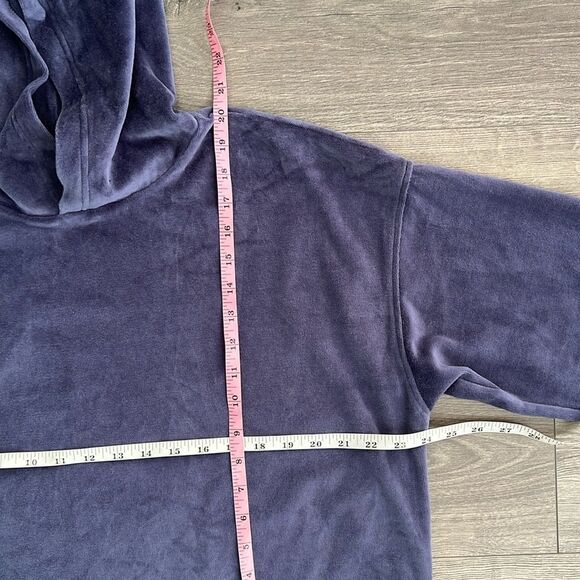 AERIE Velour Hoodie XS Dusty Blue Relaxed Fit Cropped Y2K Retro Loungewear NWT - Picture 8 of 9